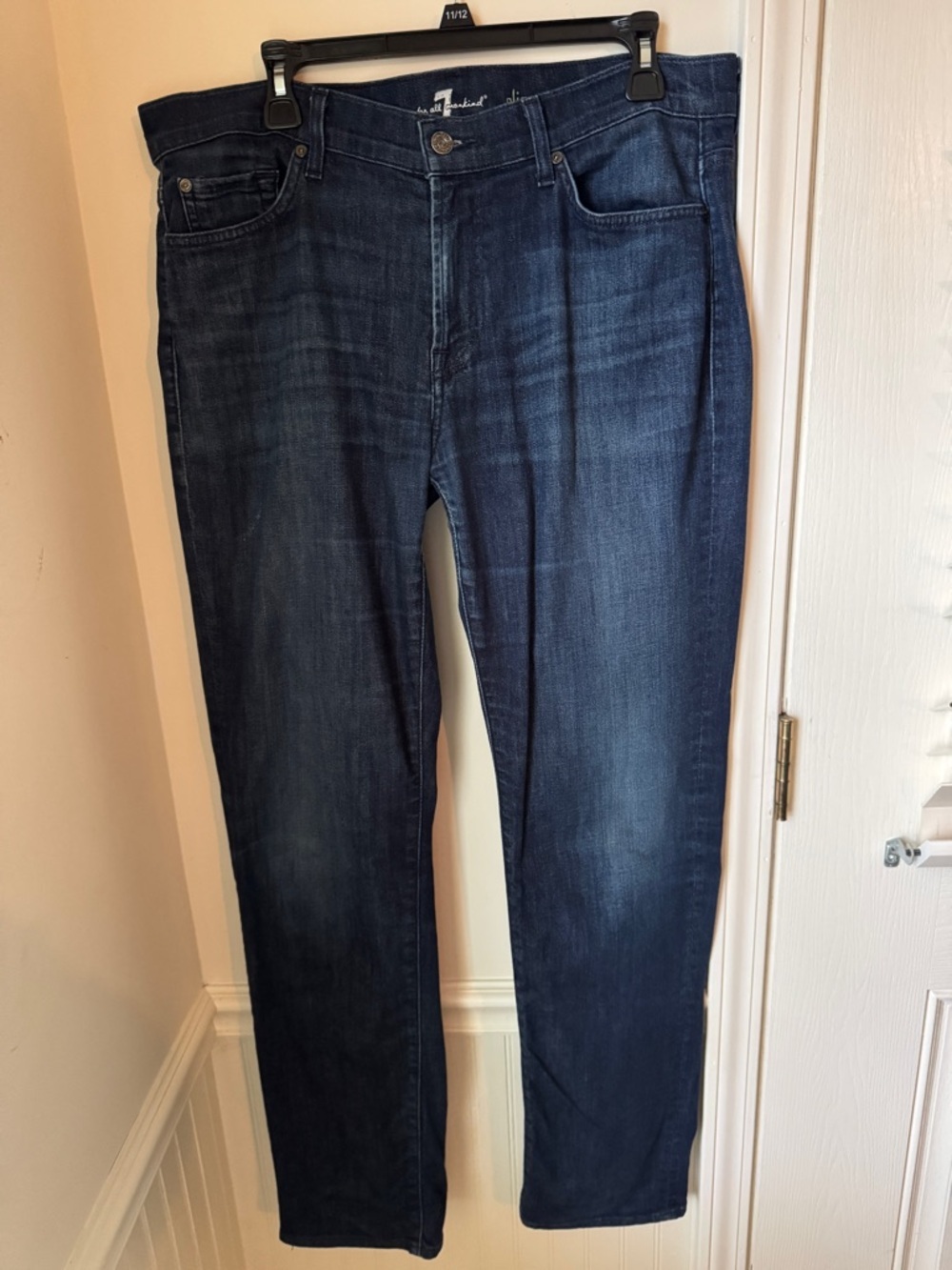 7 For All Mankind Men's Dark Blue Straight Jeans Size 36
